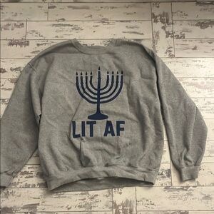 Unisex gray  Menorah Sweatshirt XL